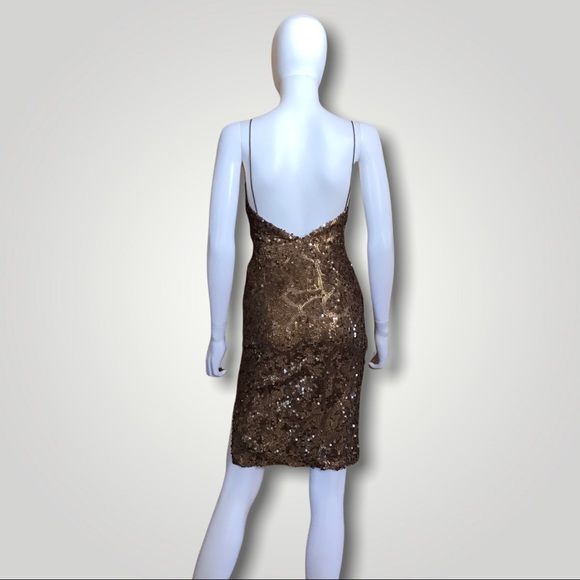 Line &  Dot Sequin Metallic Spaghetti Strap Dress - Picture 2 of 5